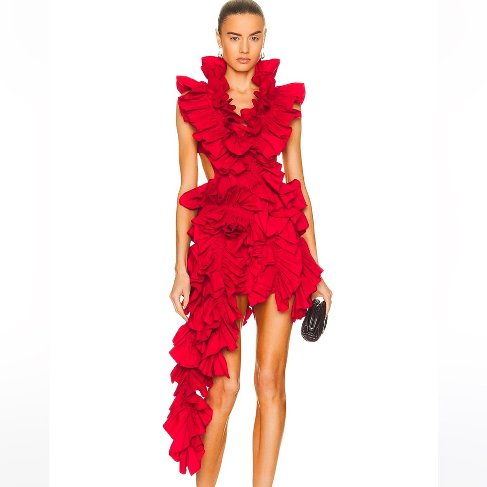 Aknvas Red Ruffled Mini Dress